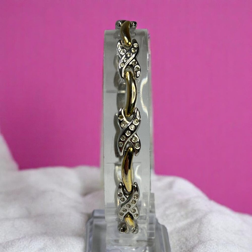 Gold & Silver Tone Womens Bracelet With Rhinestone Accents